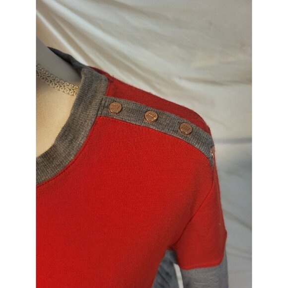 Womans We Norwegians Merino Wool Red Gray Crew Neck Sweater Size Small - Picture 2 of 6